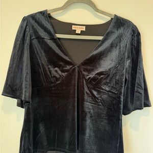 Knox Rose Black Velvet V-Neck Flutter Sleeve Top